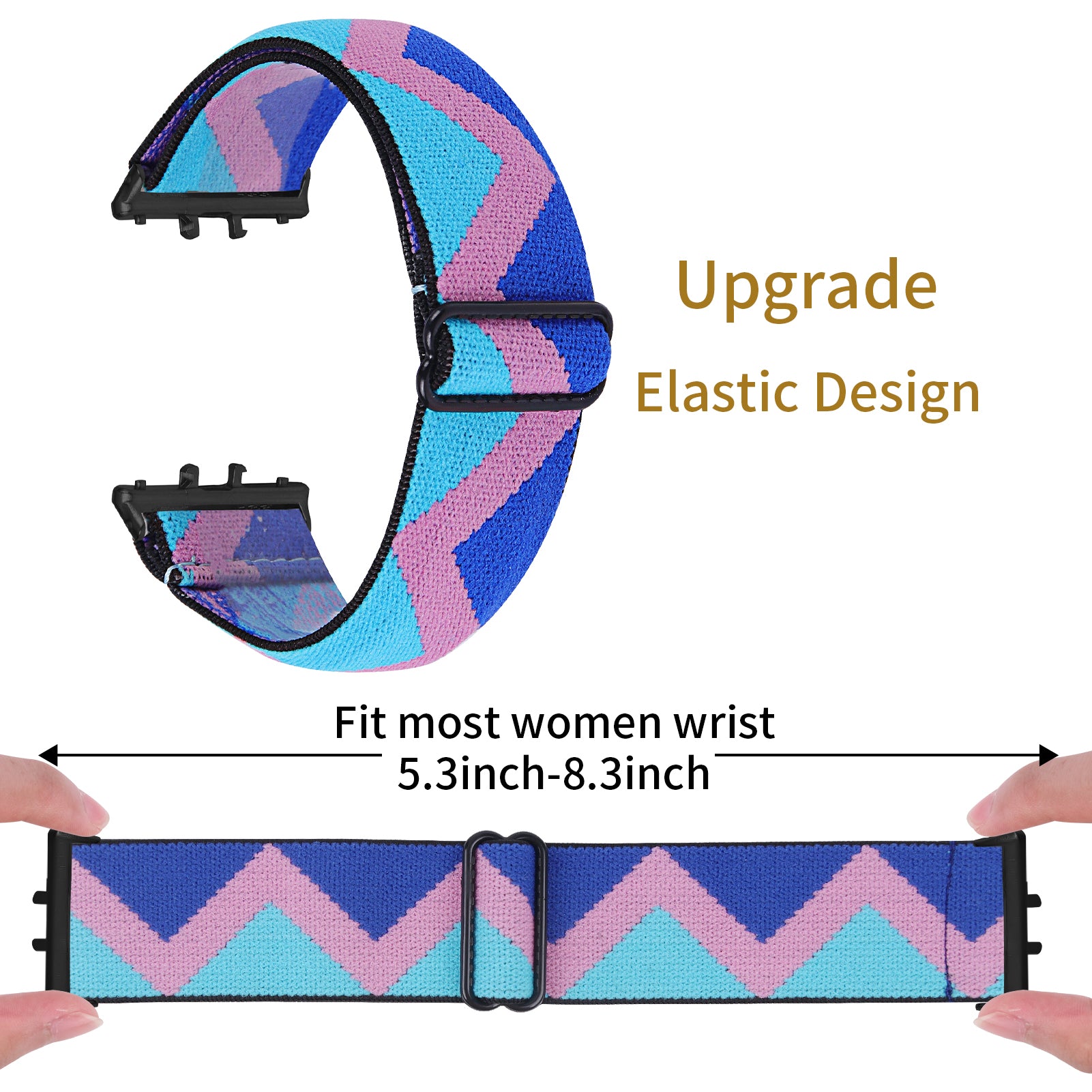 For Samsung Galaxy Fit3 SM-R390 Elastic Wrist Band Pattern Design Watch Strap (Black Buckle) - 1 For Samsung Galaxy Fit3 SM-R390 Elastic Wrist Band Pattern Design Watch Strap (Black Buckle) - 1